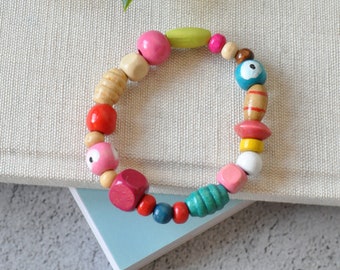 Natürliches Holzperlenarmband | Stretch-Armband | Unisex Armband Perlen elastisches Armband