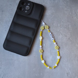 Smiley Beaded Phone Charm | Y2K Beaded Phone Chain | Funny Phone Charm