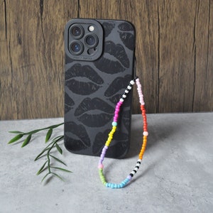 Rainbow Beaded Phone Charm | Custom Name Phone Charm  Strap |Glass Bead Phone Accessory