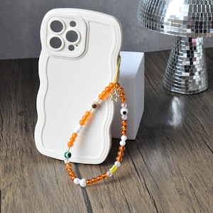 Amber Glass Beaded Phone Charm | Personalised Beaded Phone Strap | Evil Eye Phone Charm