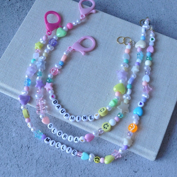 Beaded Pet Collar, Custom Cat or Dog Necklace, Beaded Cute Pastel Necklace