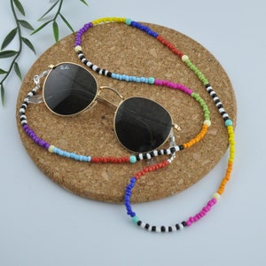 Glazenketting met kralen | Aangepaste zonnebrilhouder | Zonnebrilketting met regenboogkralen
