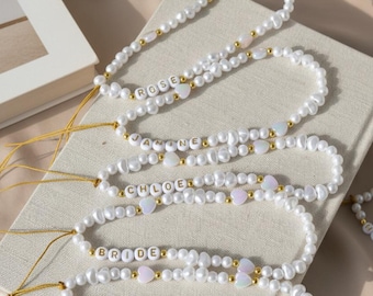 Pearl & Gold Beaded Phone Strap | Luxury Pearl Phone Charm | Neutral Minimal Accessory