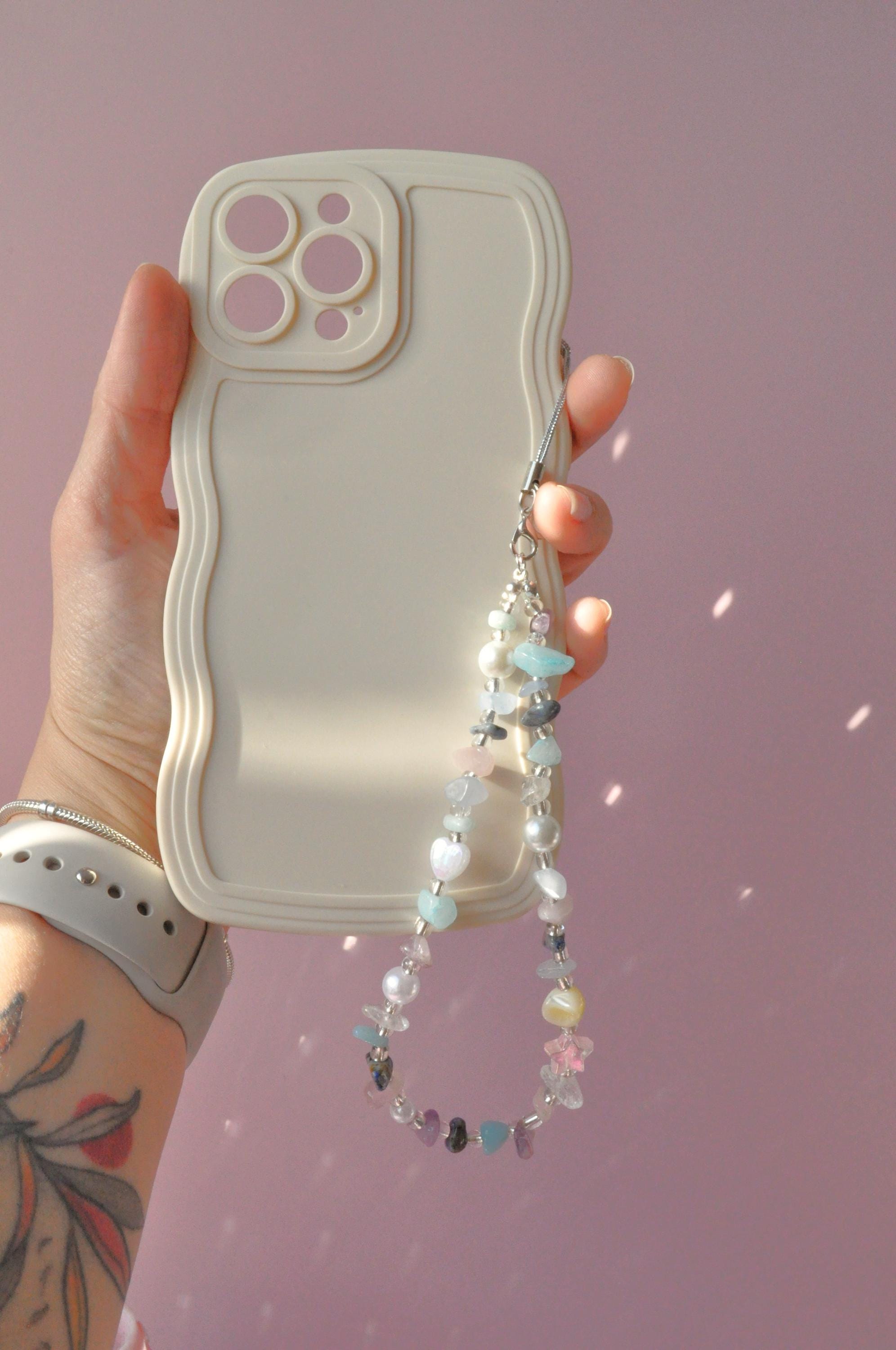 Custom Crystal Phone Charm, Gemstone Phone Strap, Rose Quartz