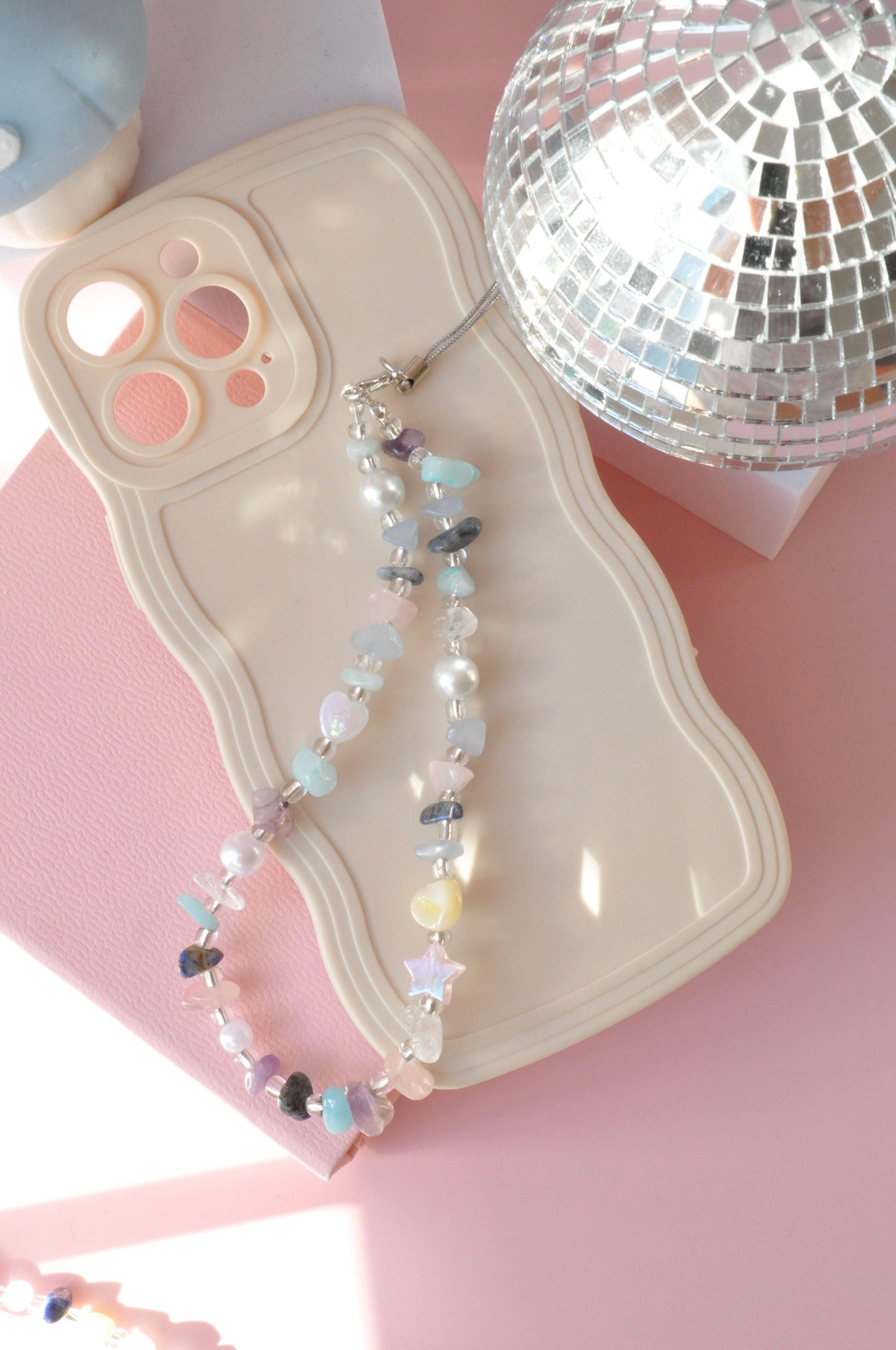 Custom Crystal Phone Charm, Gemstone Phone Strap, Rose Quartz