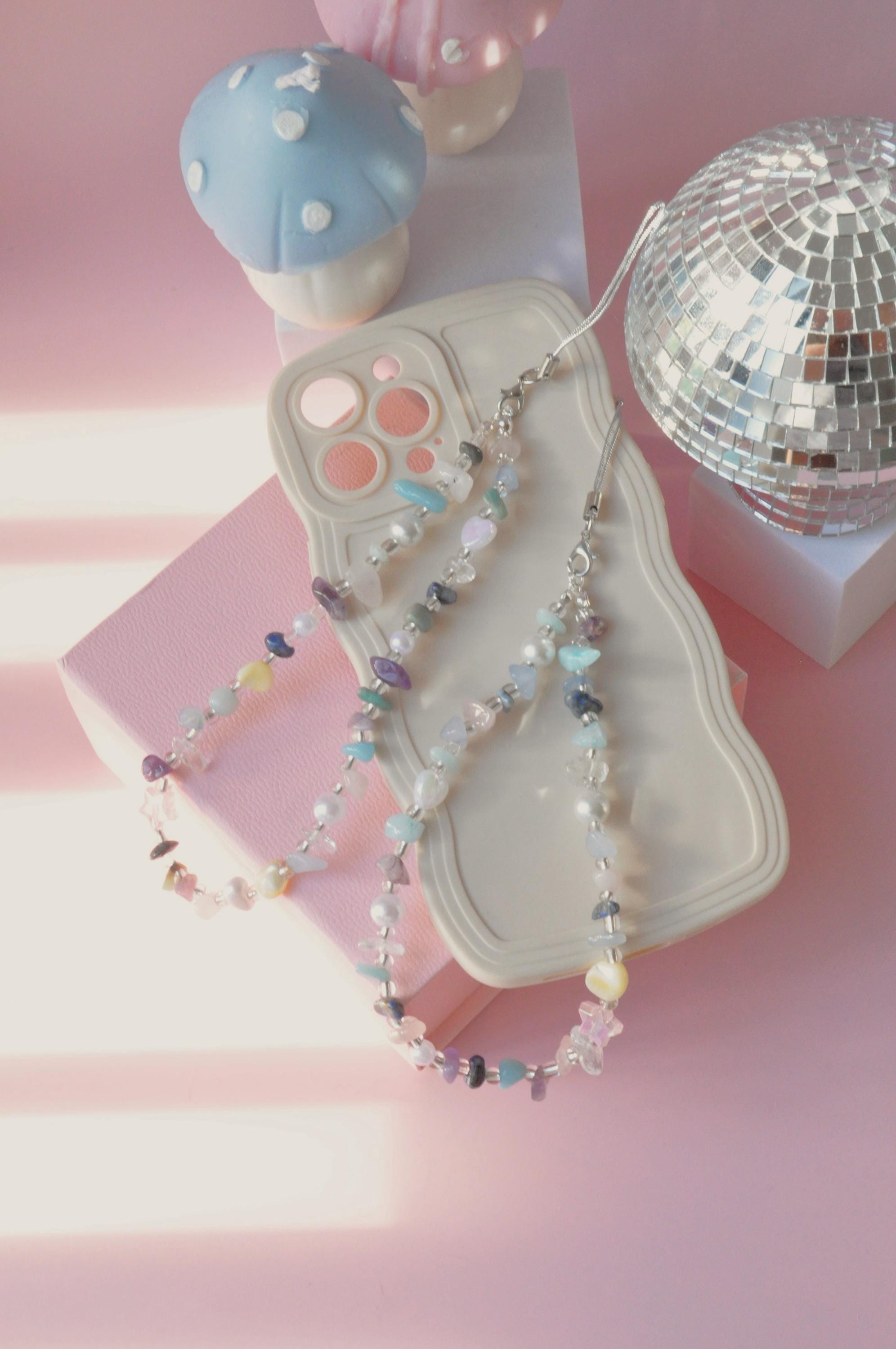Custom Crystal Phone Charm, Gemstone Phone Strap, Rose Quartz