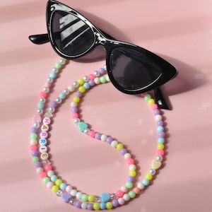 Beaded Eyeglasses Chain | Pastel Beaded Necklace | Personalised Glasses Holder | Glasses Retainer