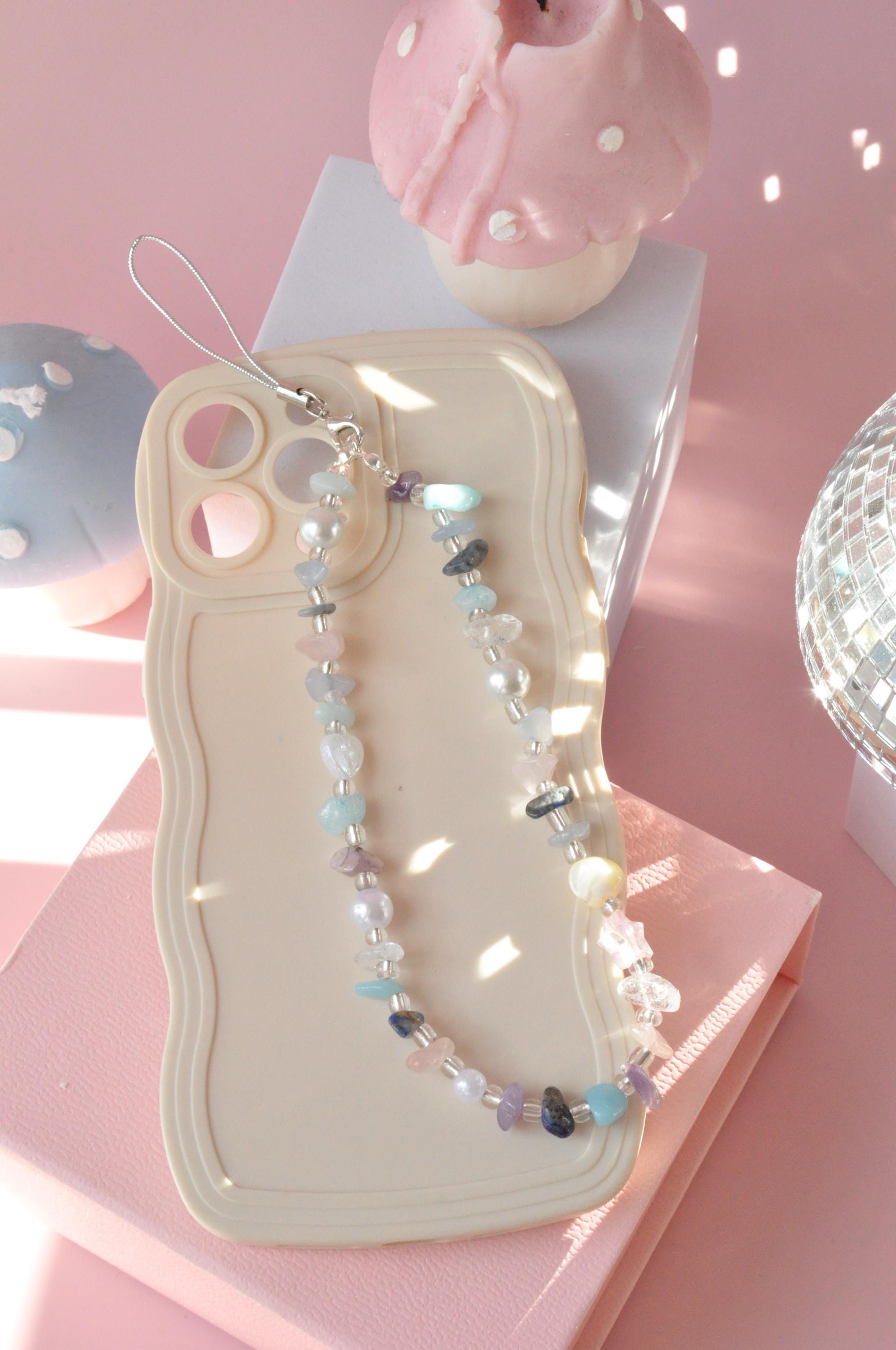 Custom Crystal Phone Charm, Gemstone Phone Strap, Rose Quartz