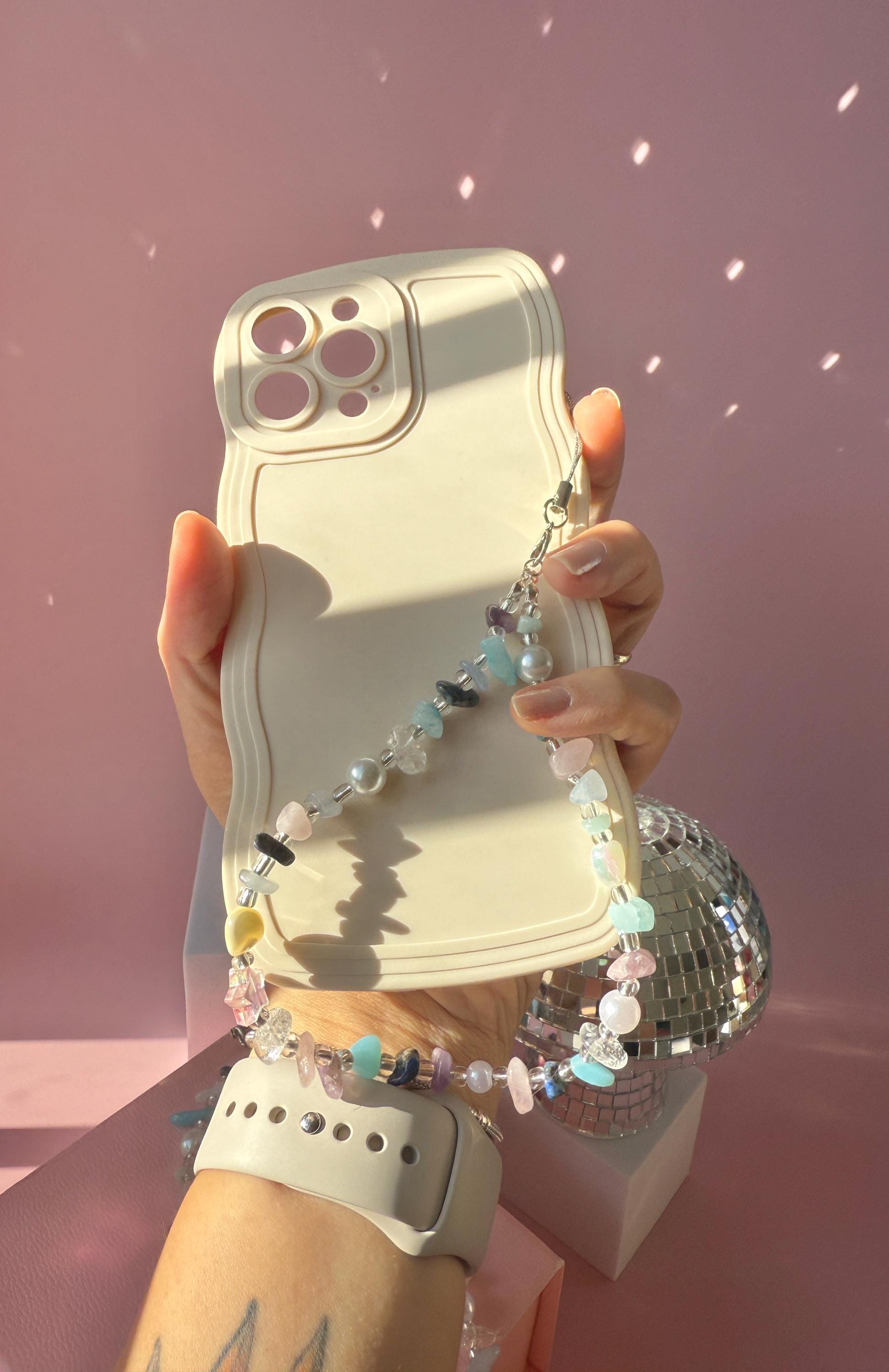 Custom Crystal Phone Charm, Gemstone Phone Strap, Rose Quartz