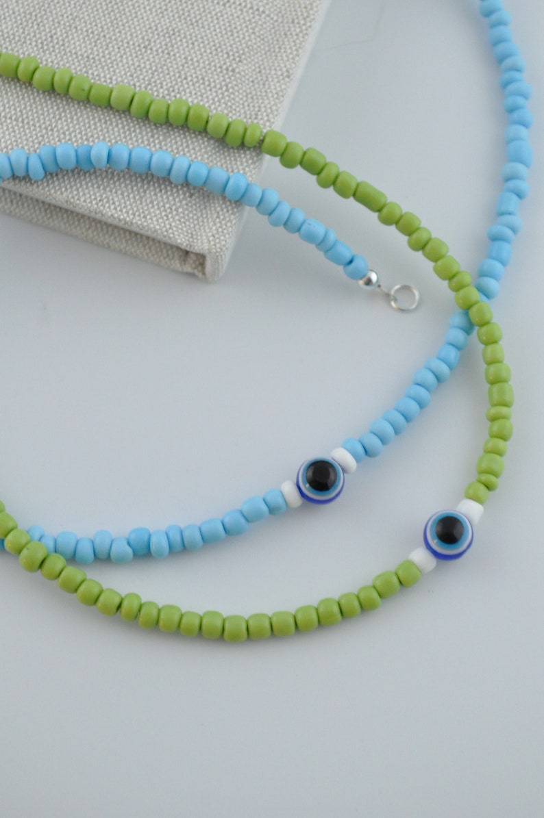 Greek Evil Eye Necklace Custom Beaded Necklace Etsy UK