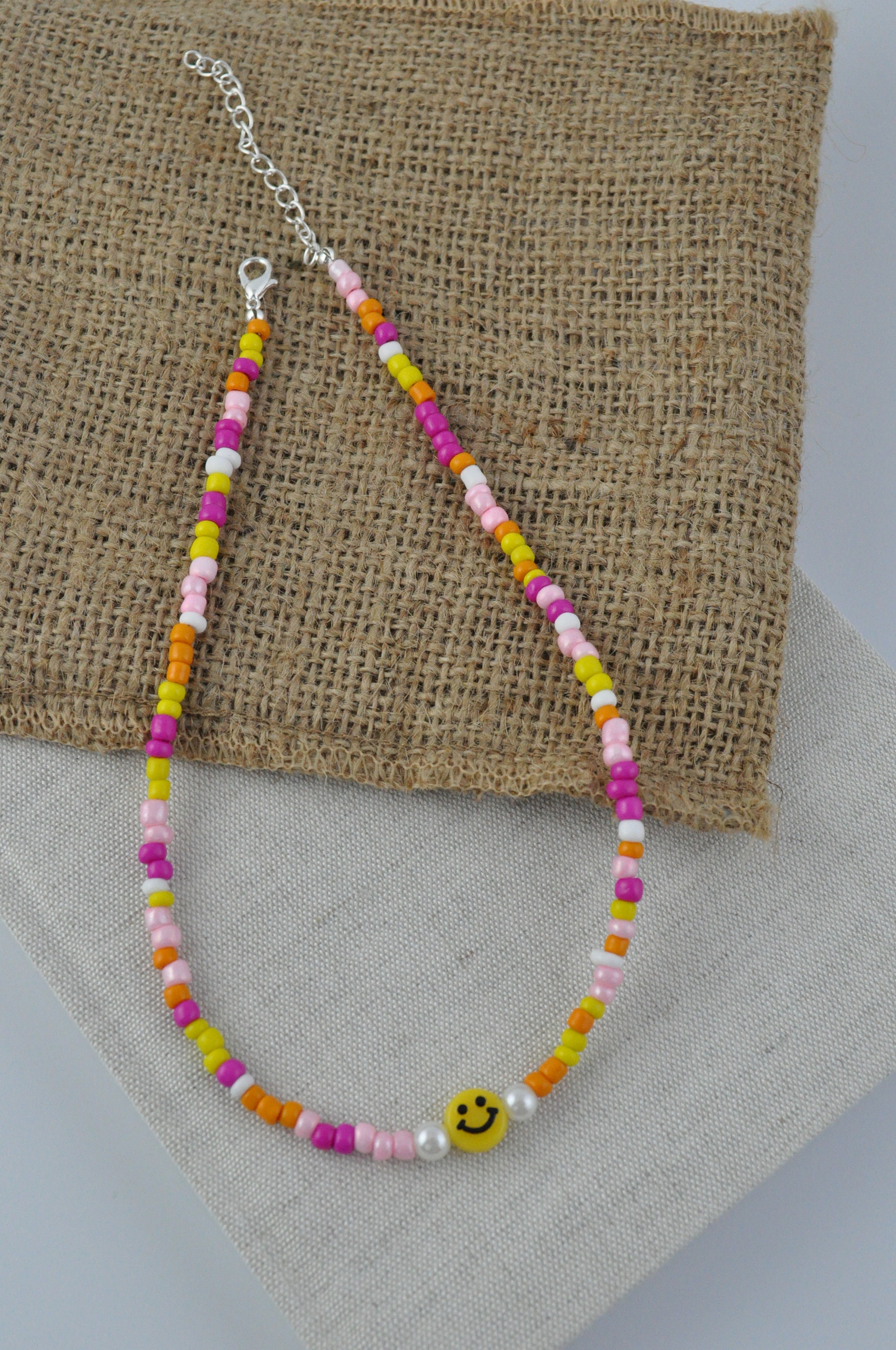 beaded smiley necklace