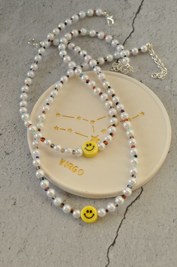 Harry Styles Pearl Necklace Smiley Y2K Necklace Aesthetic Necklace