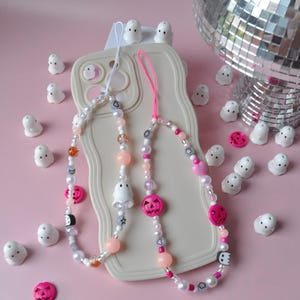Pastel Personalised Halloween Phone Charm | Spooky Glow In The Dark Phone Strap | Cute Pastel Phone Strap