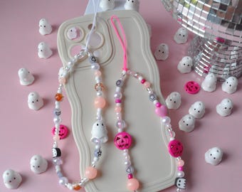 Halloween Handyanhänger, Personalisierte Pastell Handyschlaufe, Glow-in-the-Dark Handykette, Lanyard