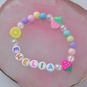 Pulsera con cuentas de ensalada de frutas, pulsera estilo años 90, pulsera elástica