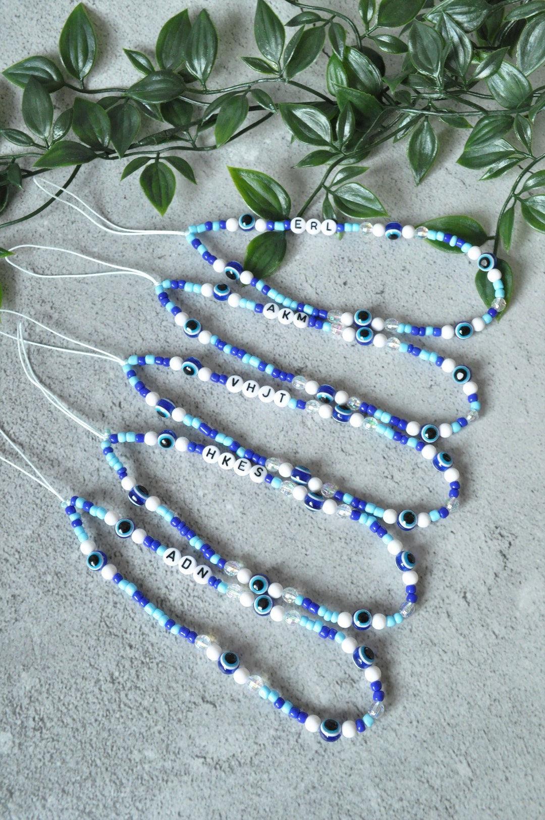 Evil Eye Phone Charm, Pearl Beaded Phone Strap, Customizable