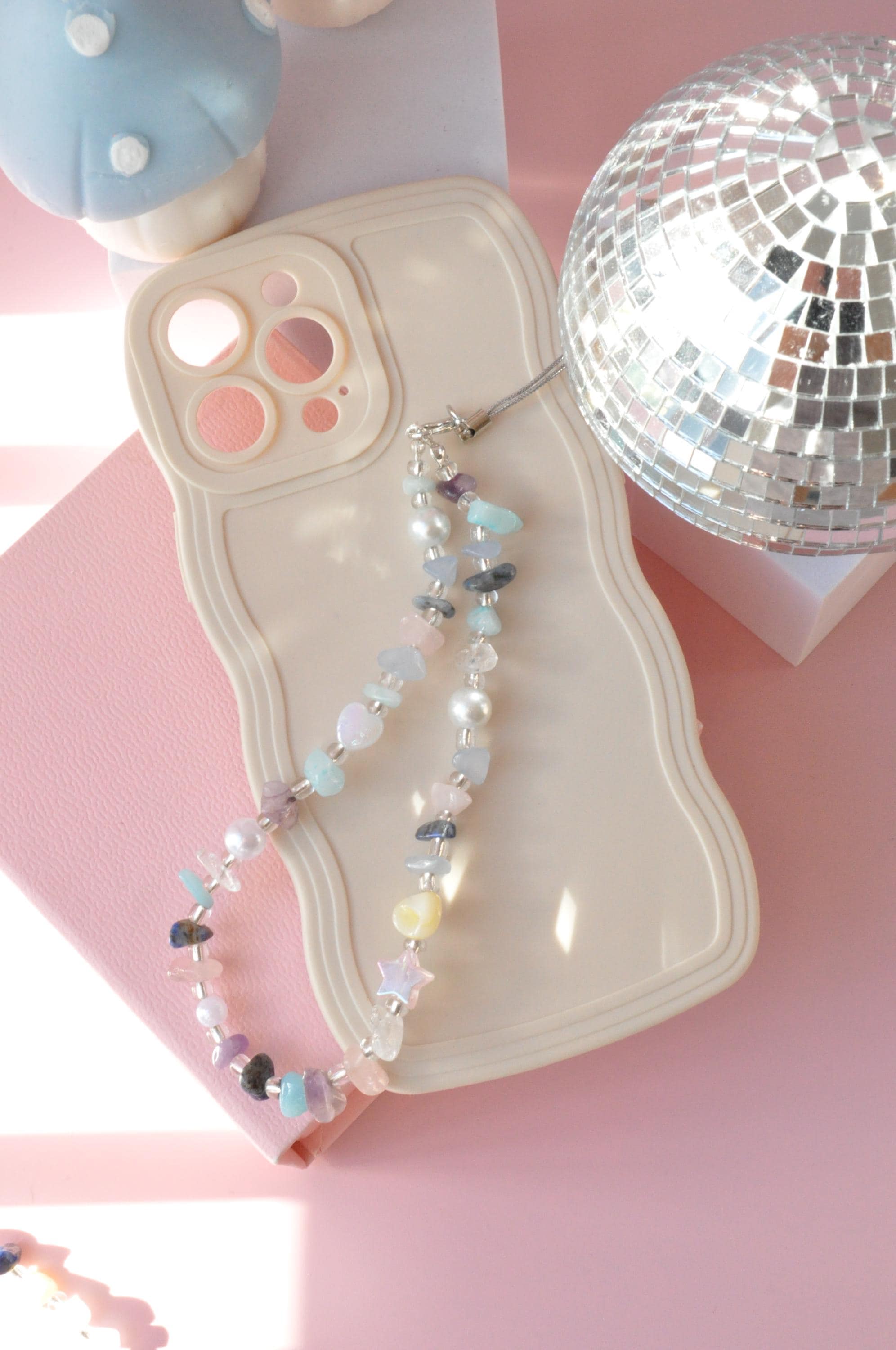 Custom Crystal Phone Charm, Gemstone Phone Strap, Rose Quartz