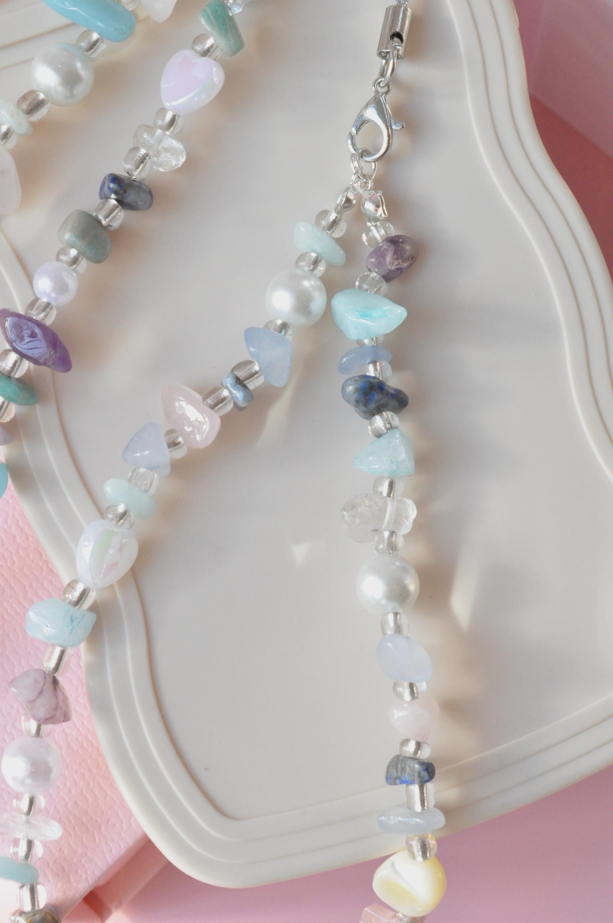 Custom Crystal Phone Charm, Gemstone Phone Strap, Rose Quartz