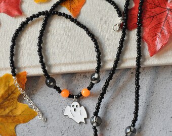 Collana Fantasma Che Si Illumina Al Buio Con Orecchini Abbinati - Gioielli Spettrali Per Halloween, Regalo Per Donne E Uomini