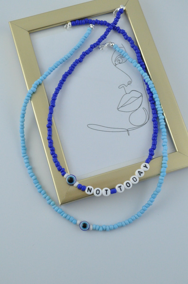 Greek Evil Eye Necklace Custom Beaded Necklace Etsy UK
