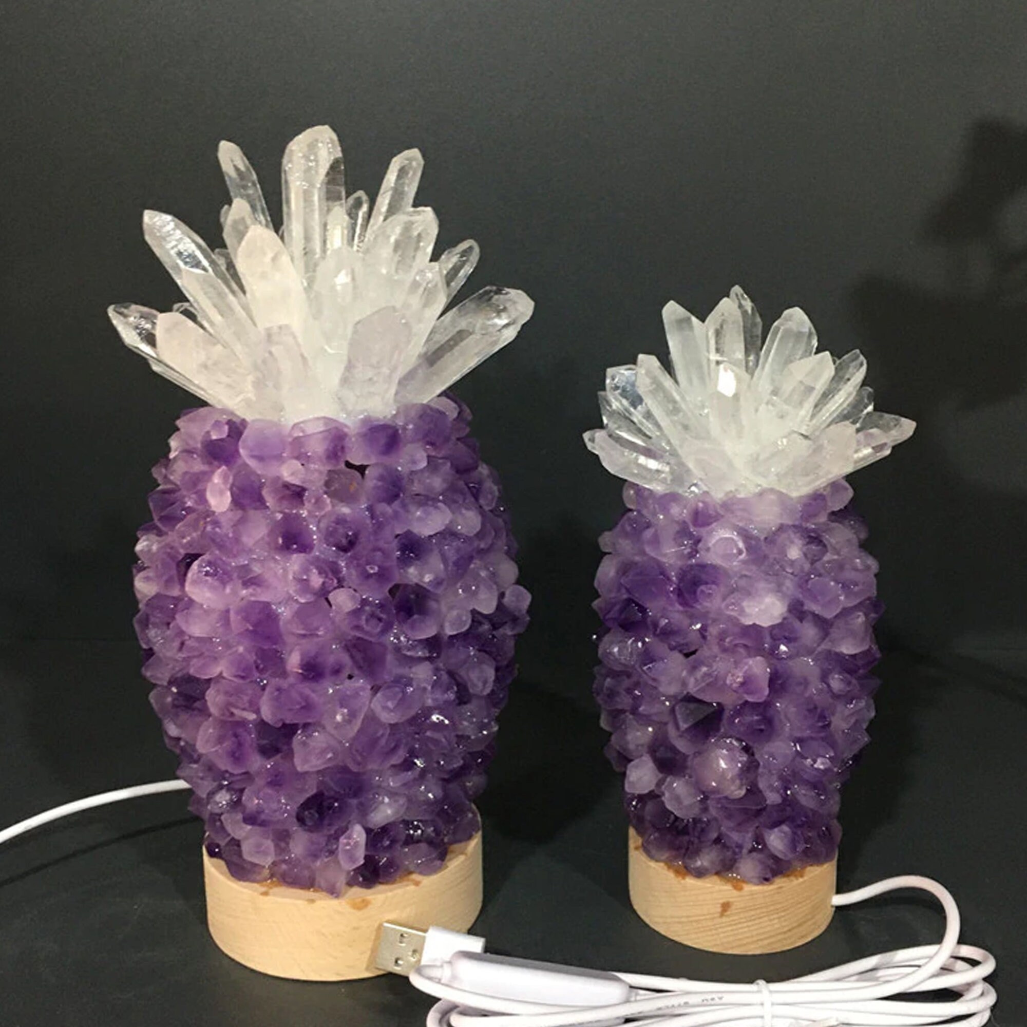 Beautiful Crystal Lamp Natural Amethyst Gemstone Pineapple Etsy