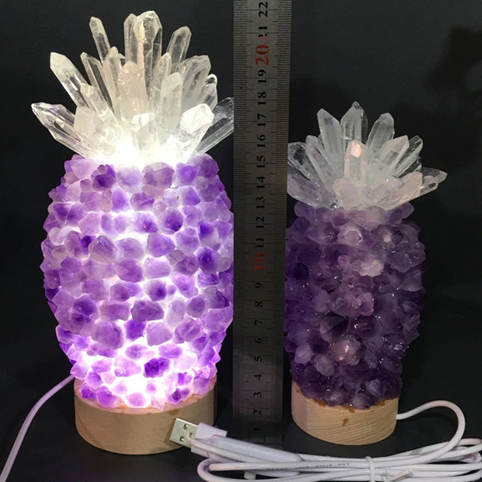 Beautiful Crystal Lamp Natural Amethyst Gemstone Pineapple Etsy