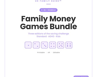 Family Money Saving Bundle - Roll‑the‑Dice 3‑in‑1 Pack with ADHD‑Friendly & Standard Saving Challenges