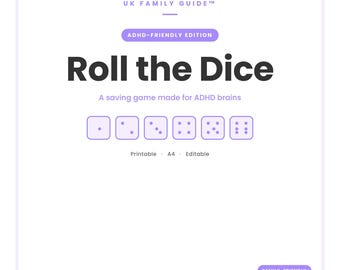 ADHD Saving Challenge Printable – Roll‑the‑Dice Money Tracker for ADHD Brains