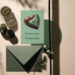 Cartão postal Dubai Chocolate Heart - Download digital para impressão instantânea - Diretrizes fáceis de cortar e dobrar