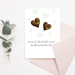 Carte postale Dubai Chocolate 2 Hearts - Carte romantique - Téléchargement numérique imprimable instantané - Directives Easy Cut and Fold