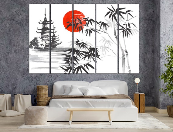 Japanese wall art Gallery wall set Japanese wall decor Large wall