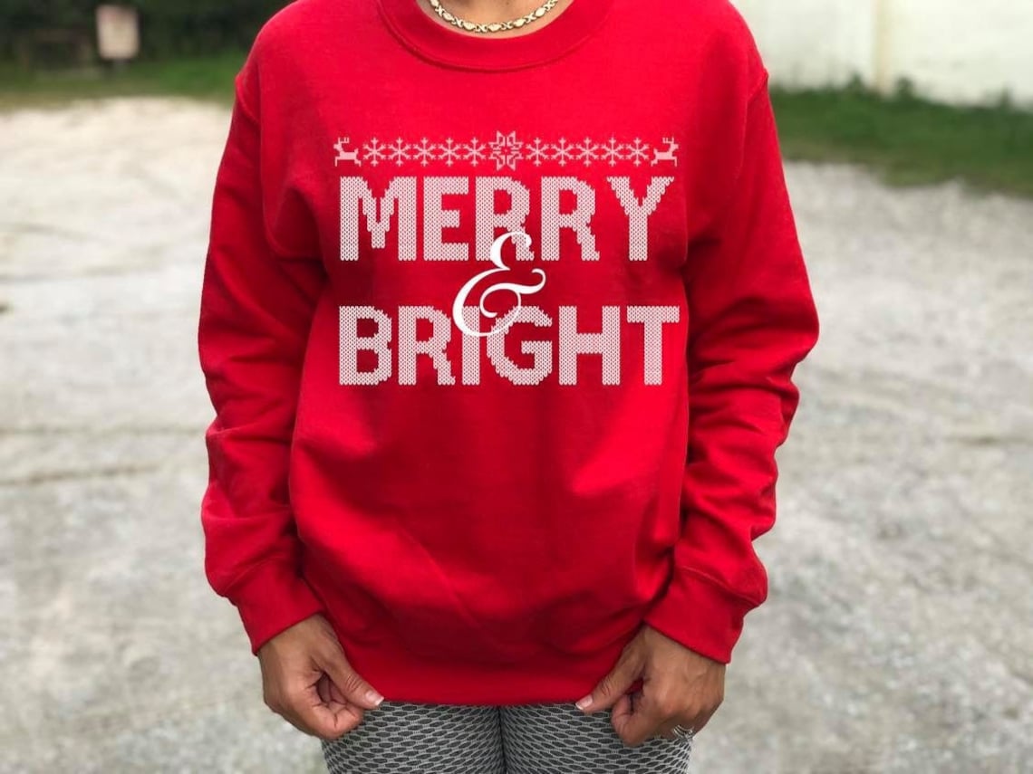 Merry And Bright Sweatshirt
 Merry and Bright Sweatshirt Christmas Sweatshirt Merry &
