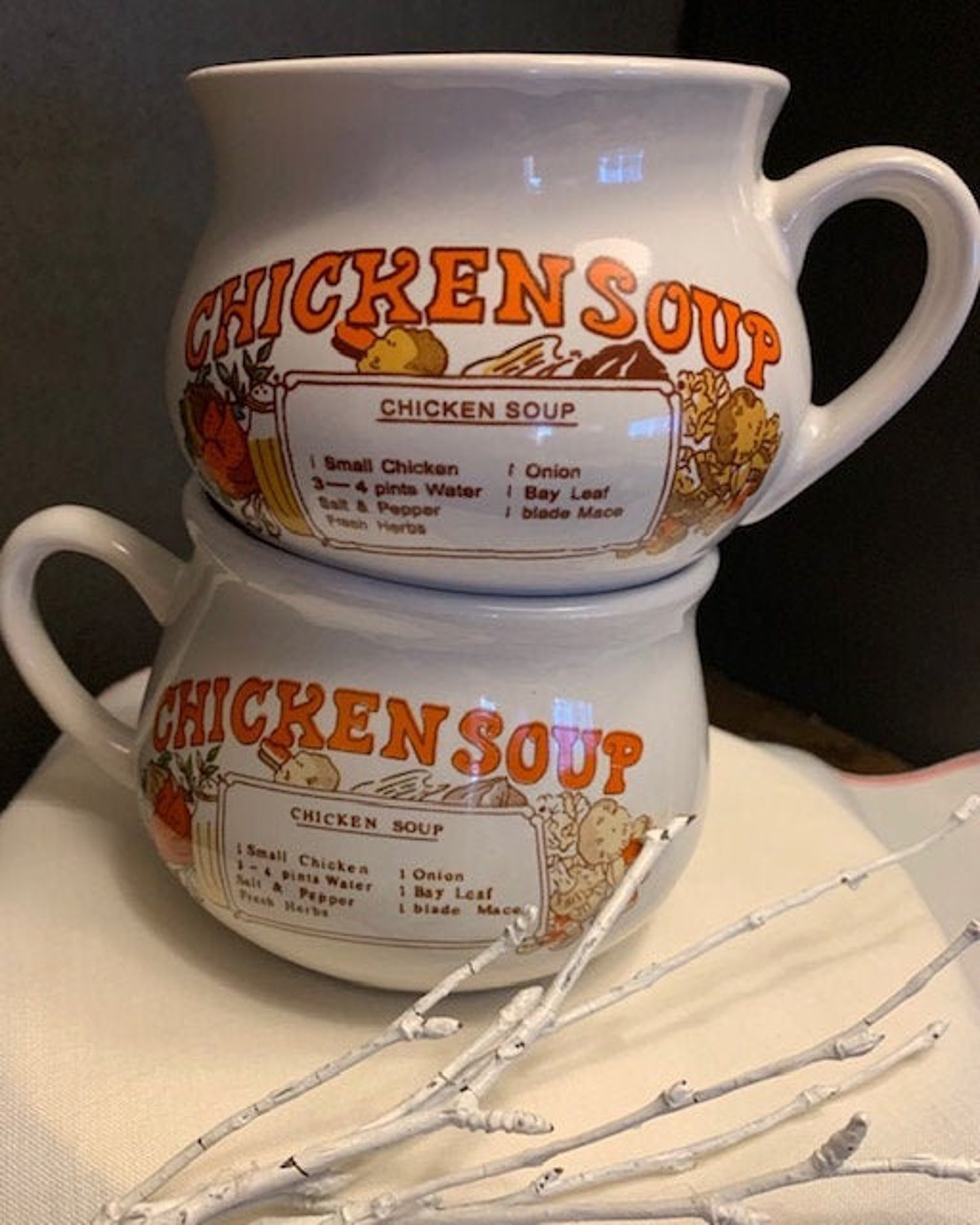 Chicken Soup Recipe Mug Vintage 1970s Soup Crock Chili Cup Etsy