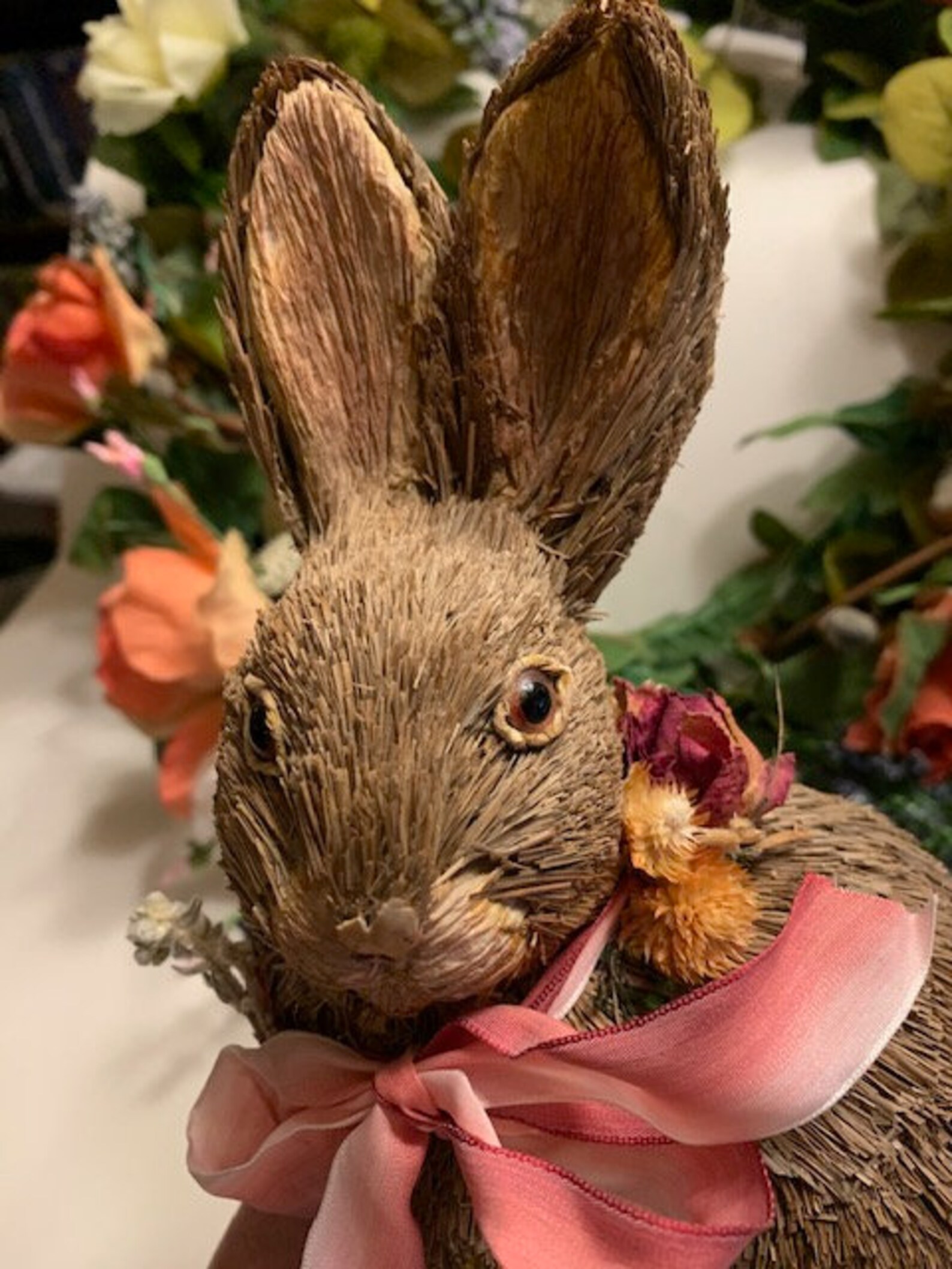 Straw Rabbit Figurine Vintage Folk Art Straw Bunny Natural Etsy