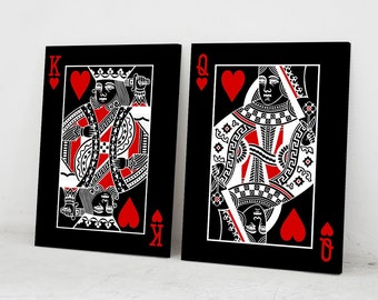 King and Queen of Hearts Canvas Art: Modern Valentine's Decor (2x Piece)