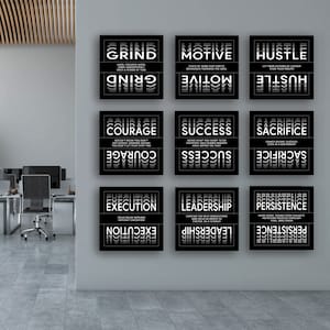 9 Pieces Definitions Office Wall Bundle Set - Motivational Wall Art Bundle Canvas Prints Decor Modern Entrepreneur Minimalist Noun Verb