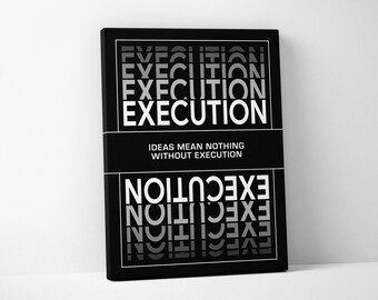 Motivational poster - Noun EXECUTION Definition - Office Decor Modern Entrepreneur Art Canvas Print Sign