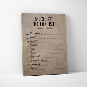 SUCCESS To do list Entrepreneur Motivational Office Decor Modern Art Canvas Print Sign