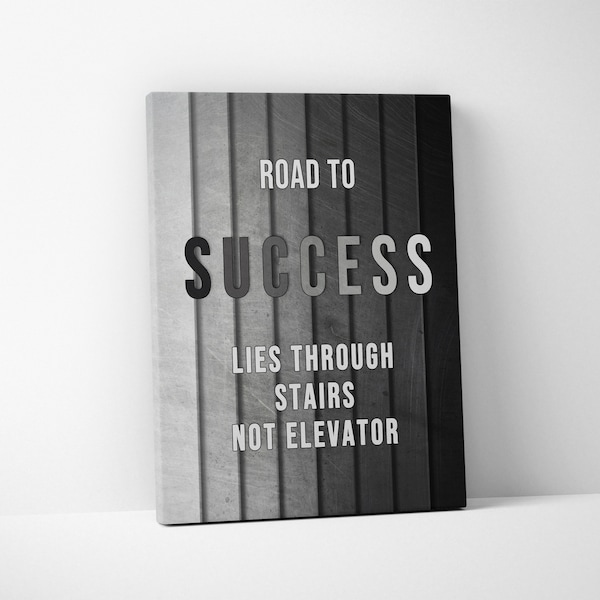 Office Decor Motivational Canvas Print Art - ROAD to SUCCESS - Entrepreneur Quote Success Sign