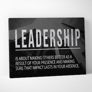 LEADERSHIP Inspirational Quote Definition Wall Art Entrepreneur Motivational Office Decor Modern Canvas Print Sign