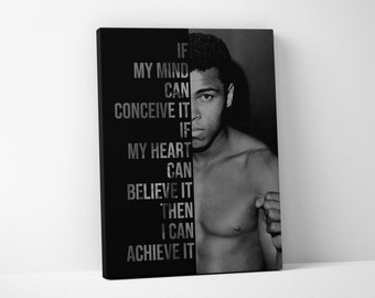 Boxing Wall Art - Muhammad Ali - I Can Achieve It - Motivational Quote Poster Entrepreneur Inspirational Office Decor Canvas Print Sign