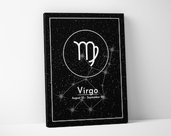 Virgo Zodiac Sign - Astrology Canvas Wall Art Print Home Decoration Framed Ready To Hang