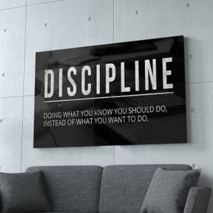 DISCIPLINE Quote Definition Wall Art Entrepreneur Motivational Office Decor Modern Canvas Print Sign