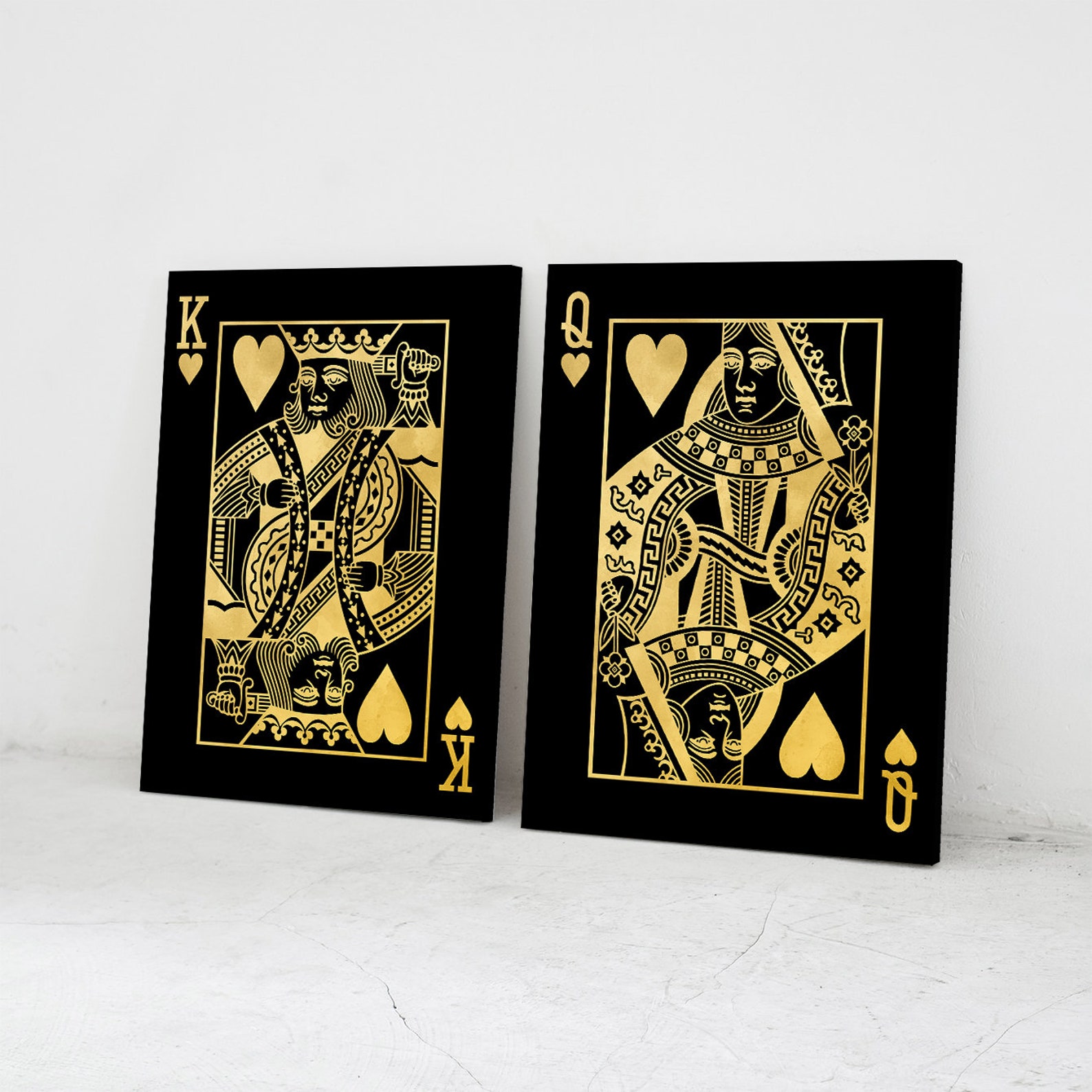 Playing Cards Poker Golden King & Queen Of Hearts 2x bundle Etsy
