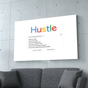 Hustle Millionaire Search / Office Decor / Inspirational Quote / Entrepreneur / Motivational / Modern Art / Canvas Print Sign