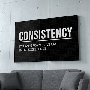 CONSISTENCY Definition Wall Art Entrepreneur Motivational Office Decor Modern Canvas Meaning Print Sign
