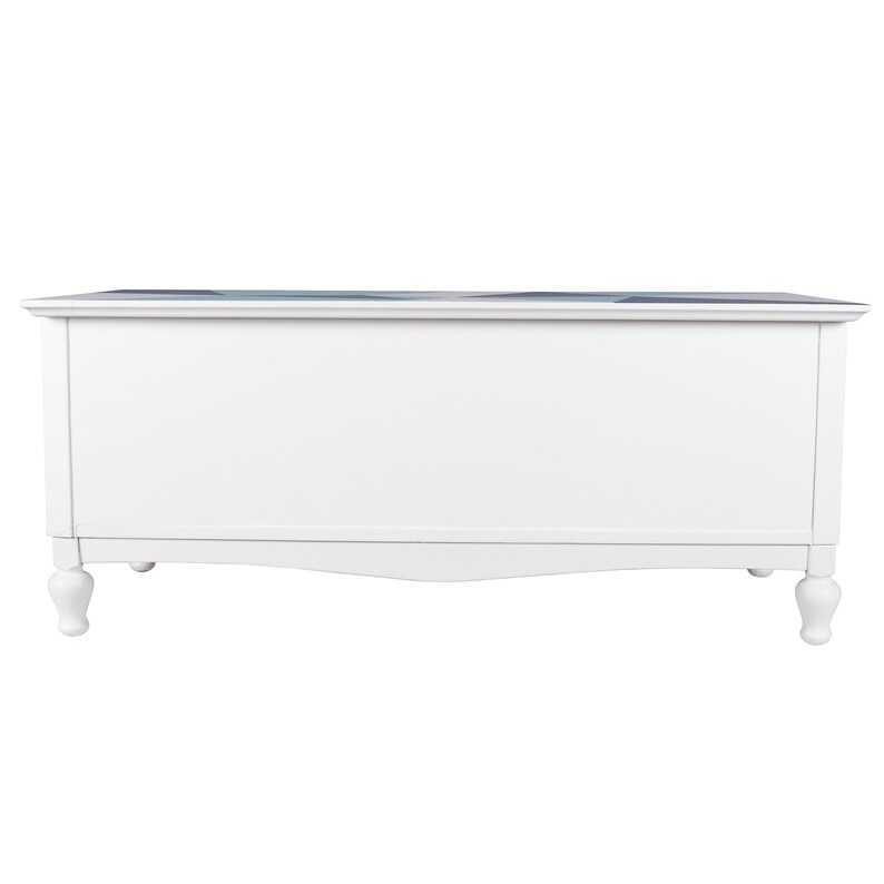 Table basse en bois relookée peinte en blanc et bleu image 4