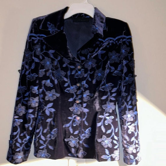 Peggy Jennings blue velvet blazer