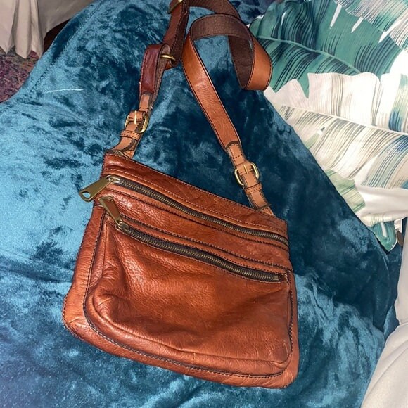 Fossil Brown Leather Crossbody | Etsy 