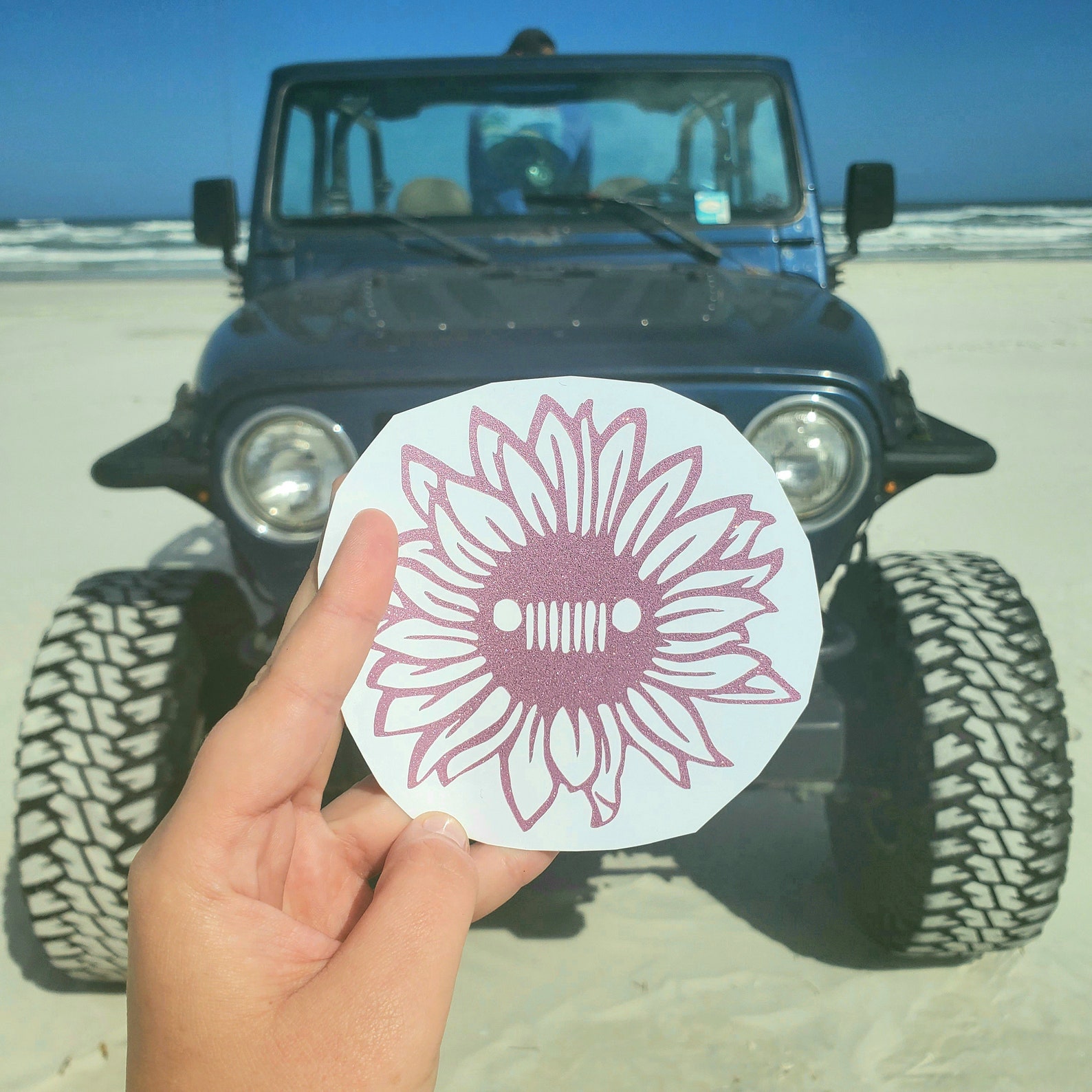 Sunflower Jeep Decal Jeep Decal Beach Decal Yeti Decal Etsy
